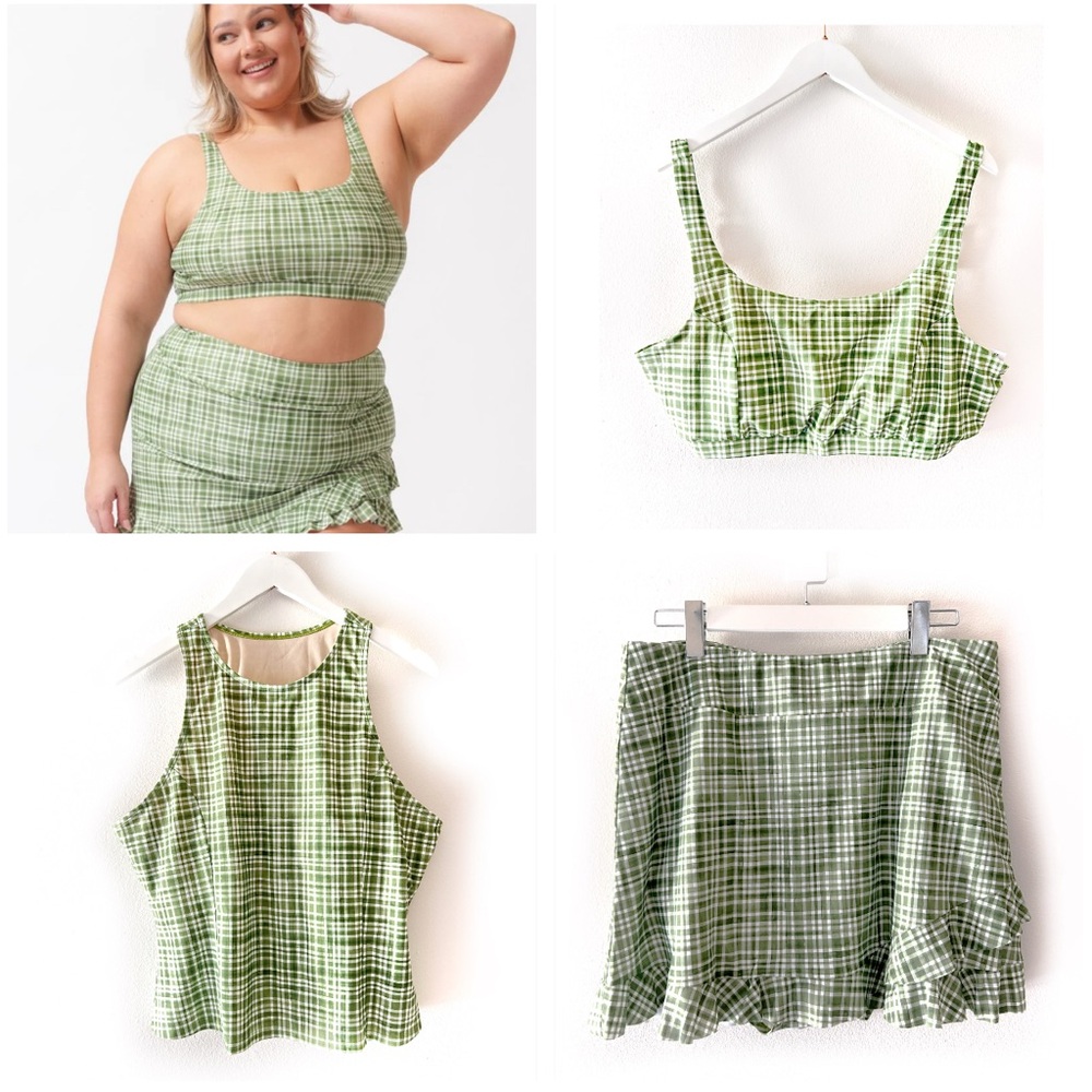 Lime Ricki Green Plaid Swim bundle 3 PCs set